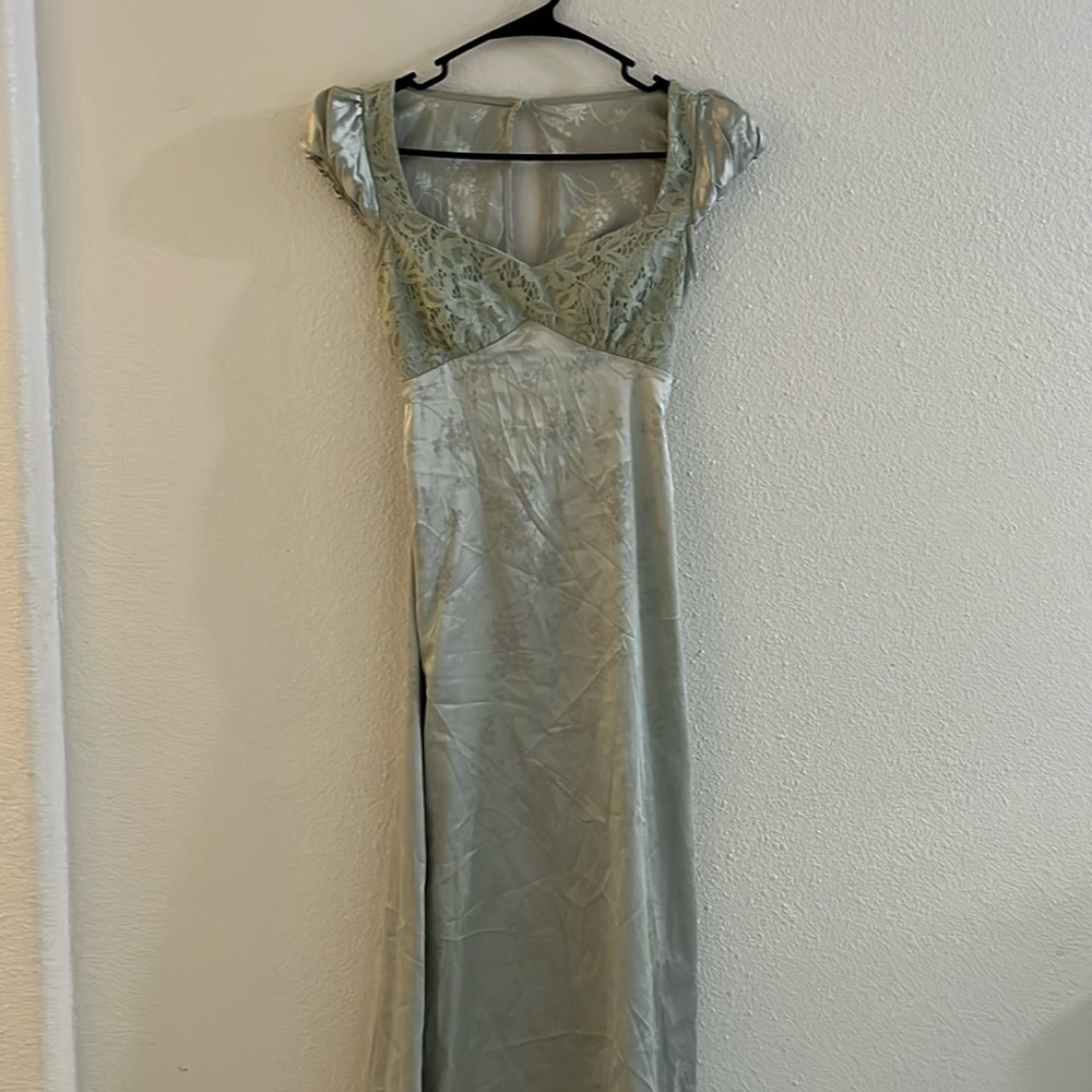 Cider Jacquard Satin Lace Light Sage Dress